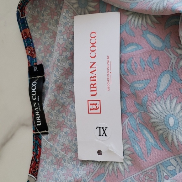 Urban Coco Bohemian Split V- Neck Tassle Tie Side Slit Swimsuit Cover-up Size XL - Picture 6 of 13